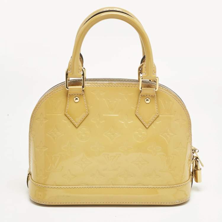 Pre Owned Louis Vuitton Jaune Passion Monogram Vernis Alma BB Bag