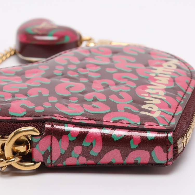Pre Owned Louis Vuitton Vernis Leather Limited Edition Stephen Sprouse Heart Coin Purse