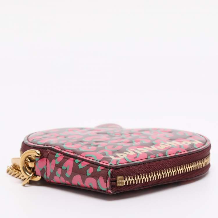 Pre Owned Louis Vuitton Vernis Leather Limited Edition Stephen Sprouse Heart Coin Purse