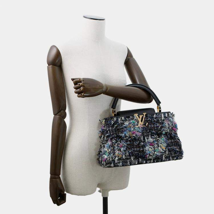 Pre Owned Louis Vuitton Capucines Noir Tweed Size MM