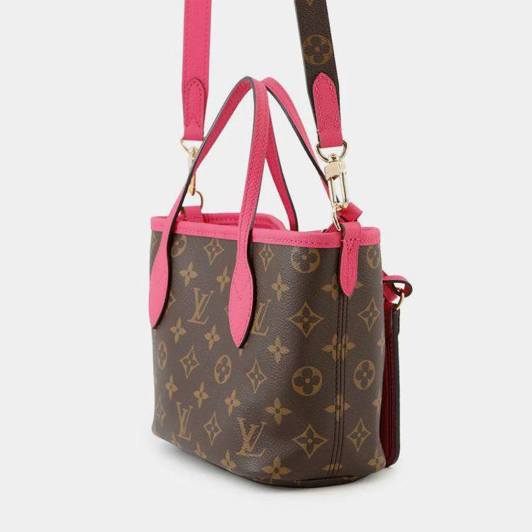 Pre Owned Louis Vuitton Neverfull Inside Out Rose Buffalo Pondichery Leather Monogram BB Handbag