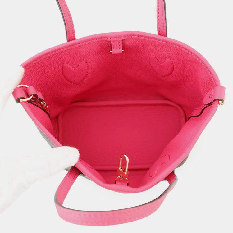 Pre Owned Louis Vuitton Neverfull Inside Out Rose Buffalo Pondichery Leather Monogram BB Handbag