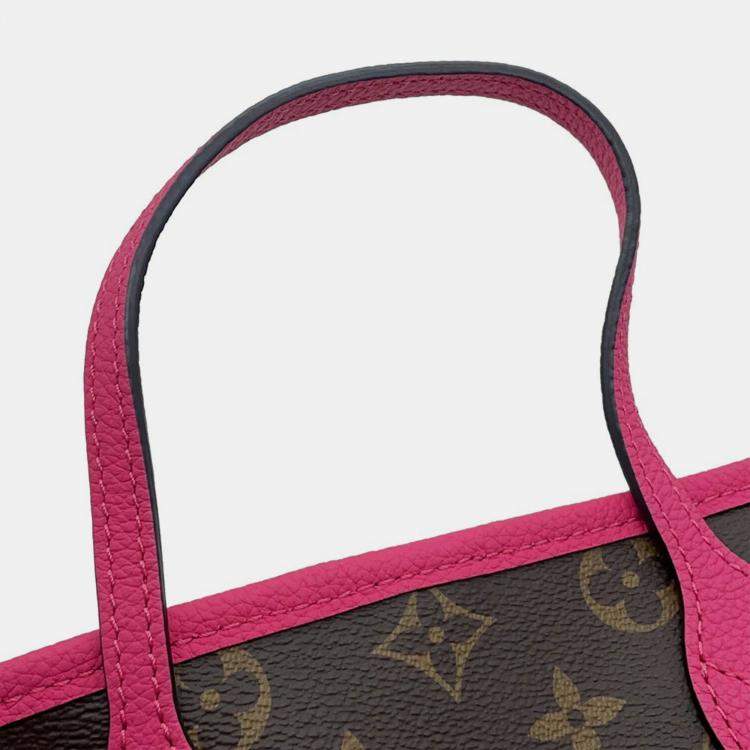 Pre Owned Louis Vuitton Neverfull Inside Out Rose Buffalo Pondichery Leather Monogram BB Handbag
