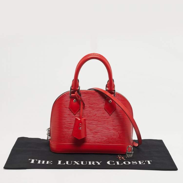 Pre Owned Louis Vuitton Coquelicot Epi Leather Alma BB Bag
