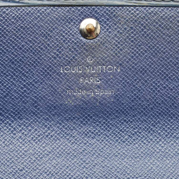 Pre Owned Louis Vuitton Myrtille Blue Epi Leather Sarah Wallet