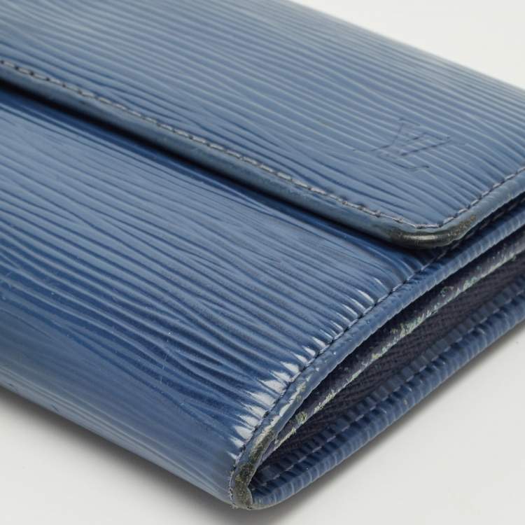 Pre Owned Louis Vuitton Myrtille Blue Epi Leather Sarah Wallet