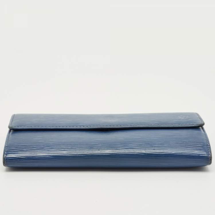 Pre Owned Louis Vuitton Myrtille Blue Epi Leather Sarah Wallet