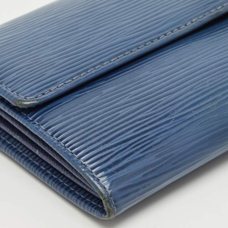 Pre Owned Louis Vuitton Myrtille Blue Epi Leather Sarah Wallet