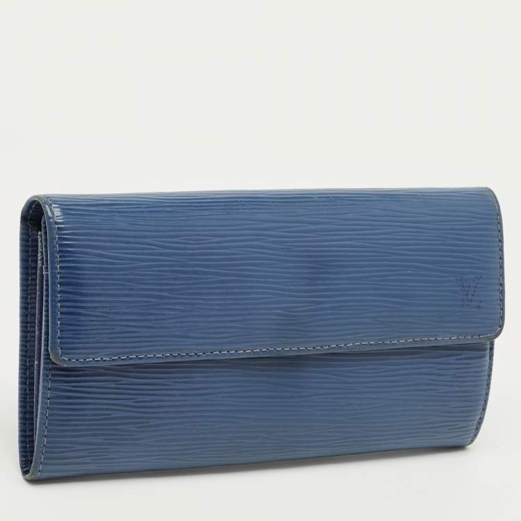 Pre Owned Louis Vuitton Myrtille Blue Epi Leather Sarah Wallet