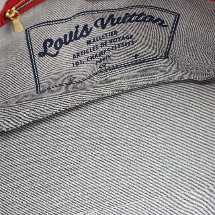 Pre Owned Louis Vuitton Blue/Rouge Damier Monogram Patchwork Denim Neverfull MM Bag