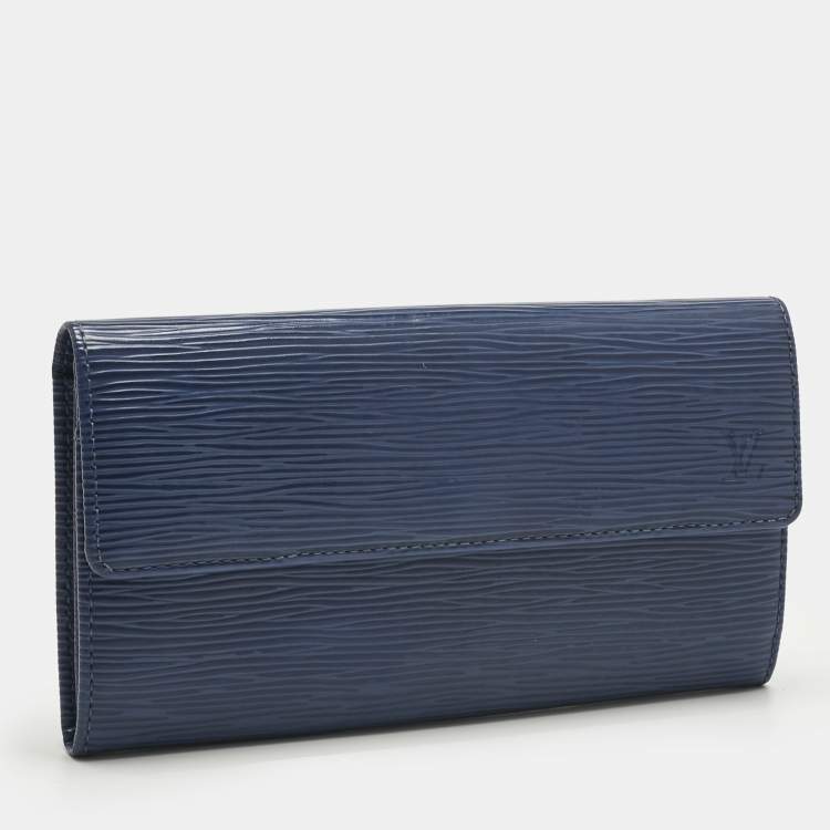 Pre Owned Louis Vuitton Myrtille Blue Epi Leather Sarah Wallet