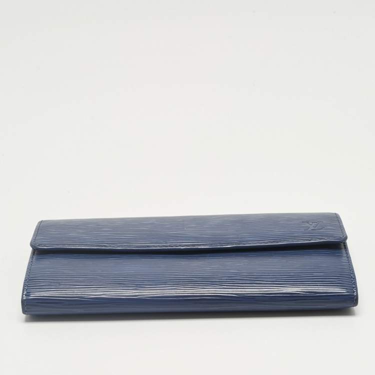 Pre Owned Louis Vuitton Myrtille Blue Epi Leather Sarah Wallet