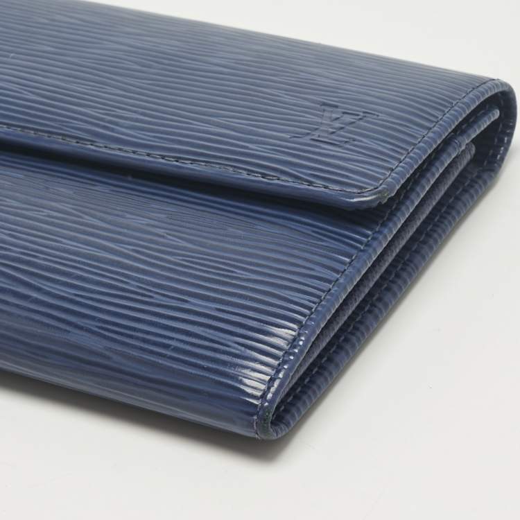 Pre Owned Louis Vuitton Myrtille Blue Epi Leather Sarah Wallet