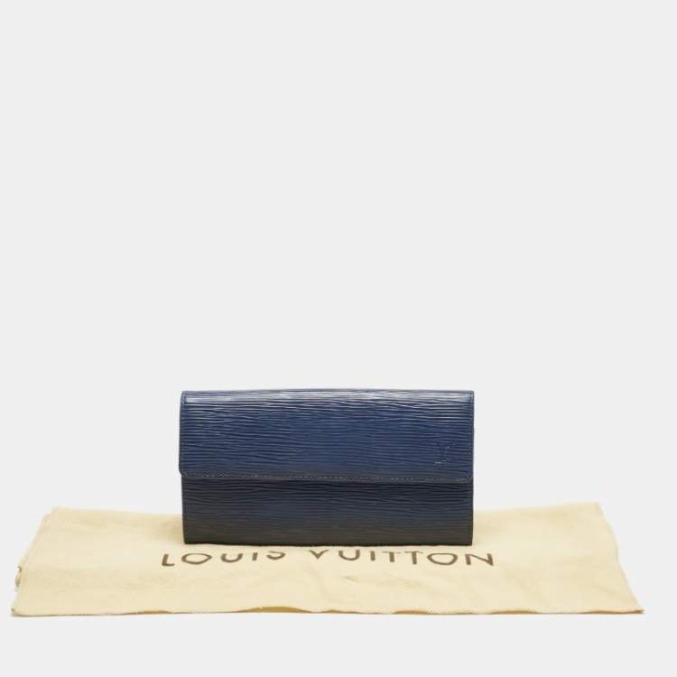Pre Owned Louis Vuitton Myrtille Blue Epi Leather Sarah Wallet