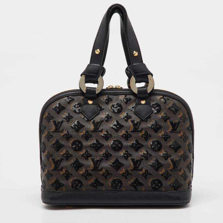 Pre Owned Louis Vuitton Limited Edition Black Monogram Sequins Eclipse Alma Bag
