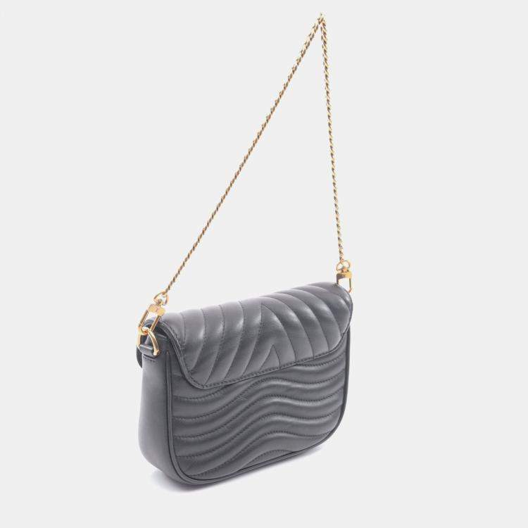 Pre Owned Louis Vuitton Lockme Chain Black Grained Calfskin Leather Shoulder Bag