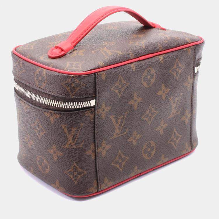 Pre Owned Louis Vuitton Nice Mini Brown/Red Monogram Canvas Vanity Case