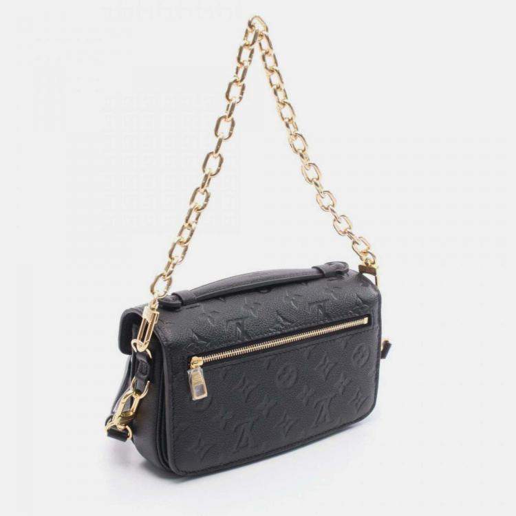Pre Owned Louis Vuitton Metis East West Pochette Handbag In Monogram Empreinte Leather Black