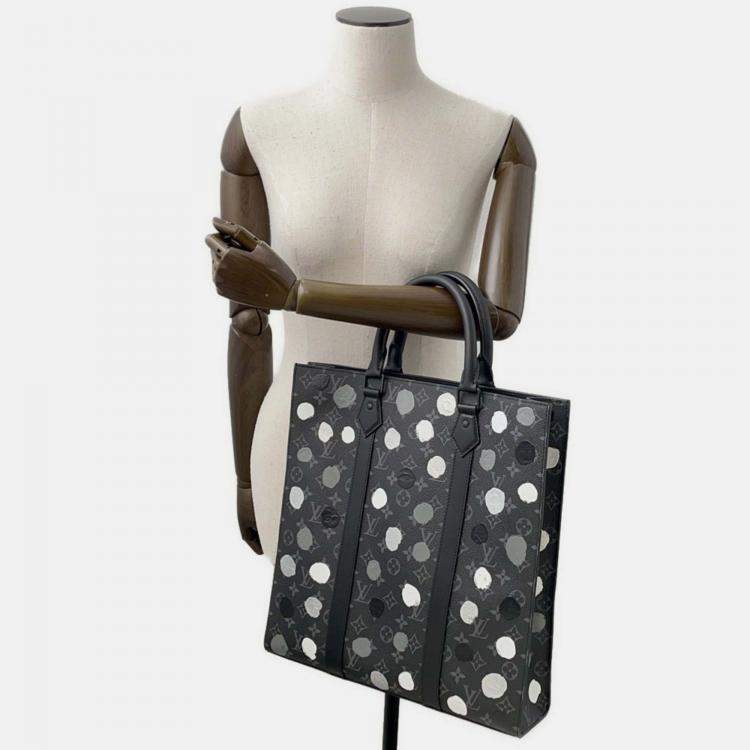 Pre Owned Louis Vuitton Monogram Eclipse Handbag With Painted Dots Lv X Yk Sac Plat Black