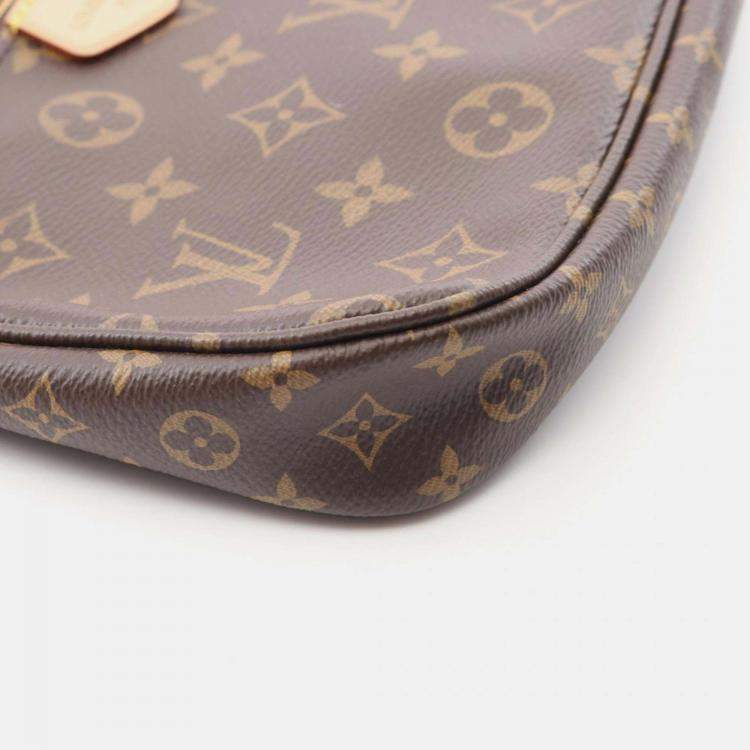 Pre Owned Louis Vuitton Multi Pochette Accessoires Shoulder Bag In Coated Canvas With Monogram Design Brown And Khaki
