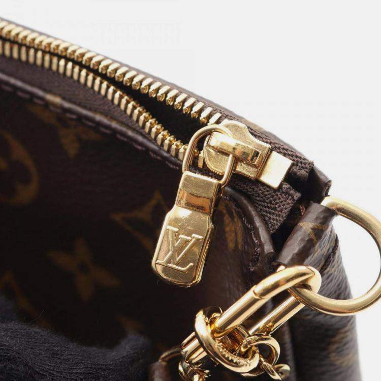 Pre Owned Louis Vuitton Multi Pochette Accessoires Shoulder Bag In Coated Canvas With Monogram Design Brown And Khaki