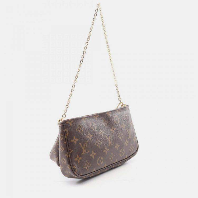 Pre Owned Louis Vuitton Multi Pochette Accessoires Shoulder Bag In Coated Canvas With Monogram Design Brown And Khaki