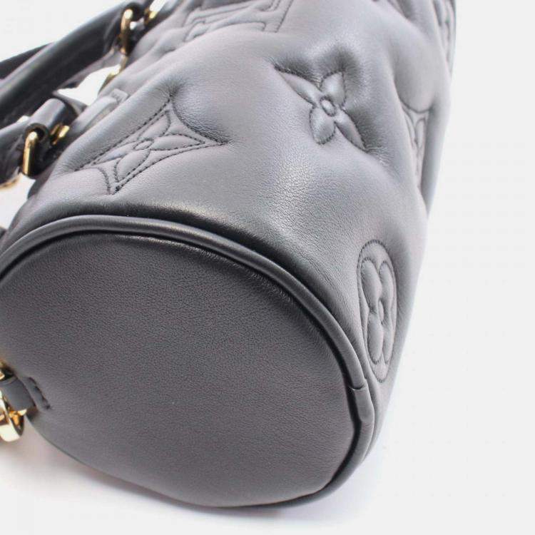 Pre Owned Louis Vuitton Papillon Bb Bubblegram Handbag Leather Black