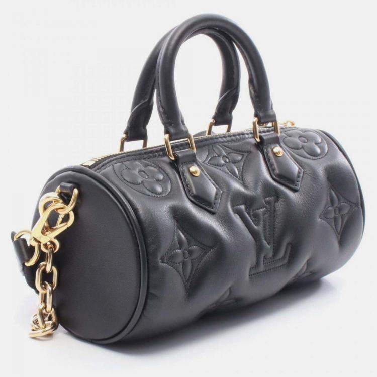 Pre Owned Louis Vuitton Papillon Bb Bubblegram Handbag Leather Black