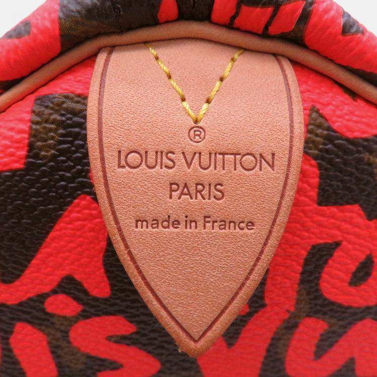 Pre Owned Louis Vuitton Speedy Orange/Brown Monogram Graffiti Size 30