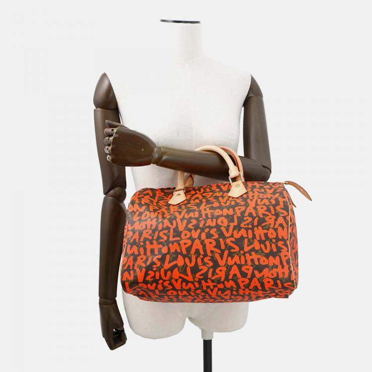 Pre Owned Louis Vuitton Speedy Orange/Brown Monogram Graffiti Size 30