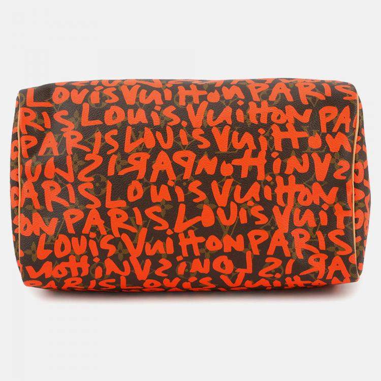 Pre Owned Louis Vuitton Speedy Orange/Brown Monogram Graffiti Size 30