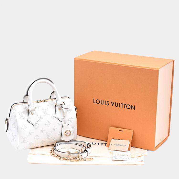 Pre Owned Louis Vuitton Speedy Bandouliere 20 Handbag Shoulder Bag White