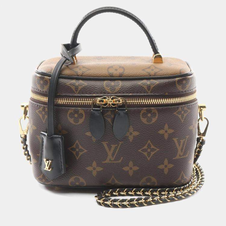 Pre Owned Louis Vuitton Vanity Nv Pm Monogram Reverse Handbag Coated Canvas Leather Brown Black
