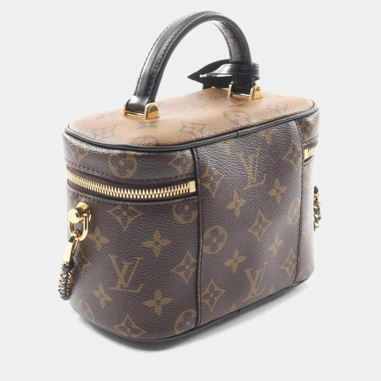 Pre Owned Louis Vuitton Vanity Nv Pm Monogram Reverse Handbag Coated Canvas Leather Brown Black