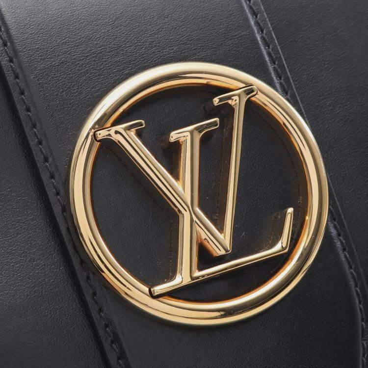 Pre Owned Louis Vuitton LV Pont9 Black Leather Shoulder Bag 