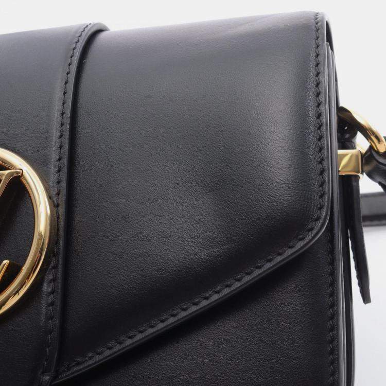 Pre Owned Louis Vuitton LV Pont9 Black Leather Shoulder Bag 