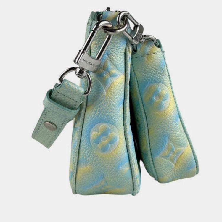 Pre Owned Louis Vuitton Monogram Empreinte Multi Shoulder Bag Pochette Accessoires Empreinte Green Blue Yellow Silver
