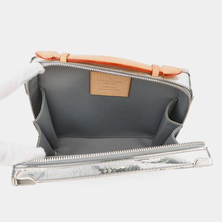 Pre Owned Louis Vuitton Grey/Silver Monogram Mirror Handle Soft Trunk