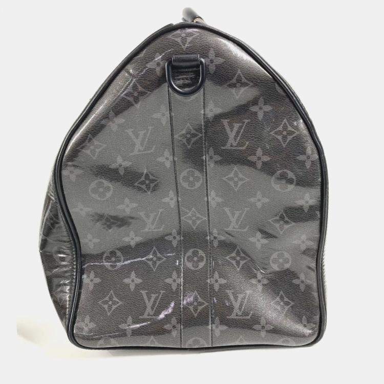 Pre Owned Louis Vuitton Monogram Eclipse Glaze Isetan Limited Keepall Bandouliere 50 2Way Bag Travel Shoulder Boston Black