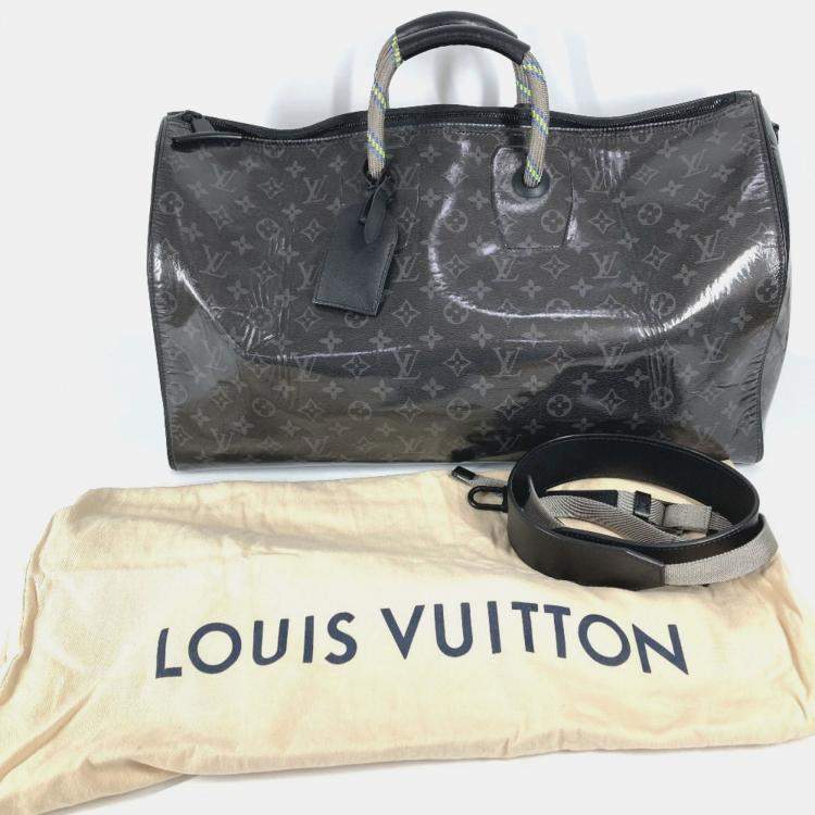 Pre Owned Louis Vuitton Monogram Eclipse Glaze Isetan Limited Keepall Bandouliere 50 2Way Bag Travel Shoulder Boston Black