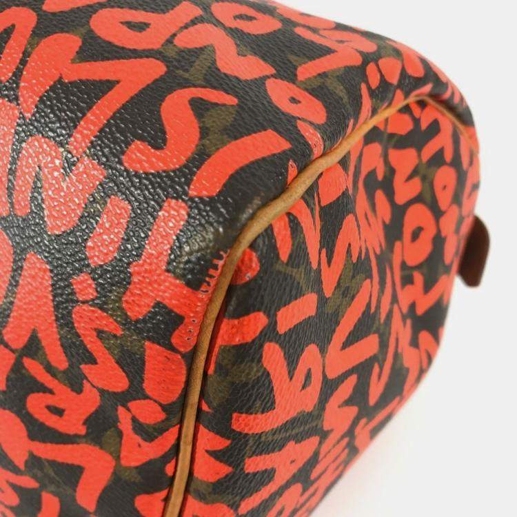 Pre Owned Louis Vuitton Monogram Graffiti Speedy 30 Bag Handbag Mini Boston Canvas Orange