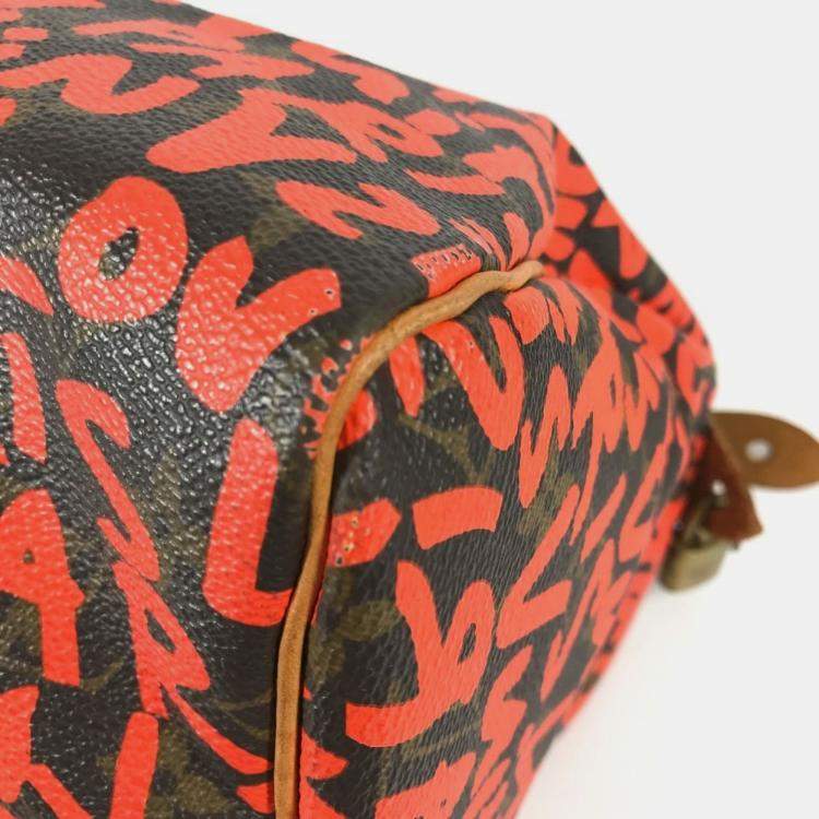 Pre Owned Louis Vuitton Monogram Graffiti Speedy 30 Bag Handbag Mini Boston Canvas Orange