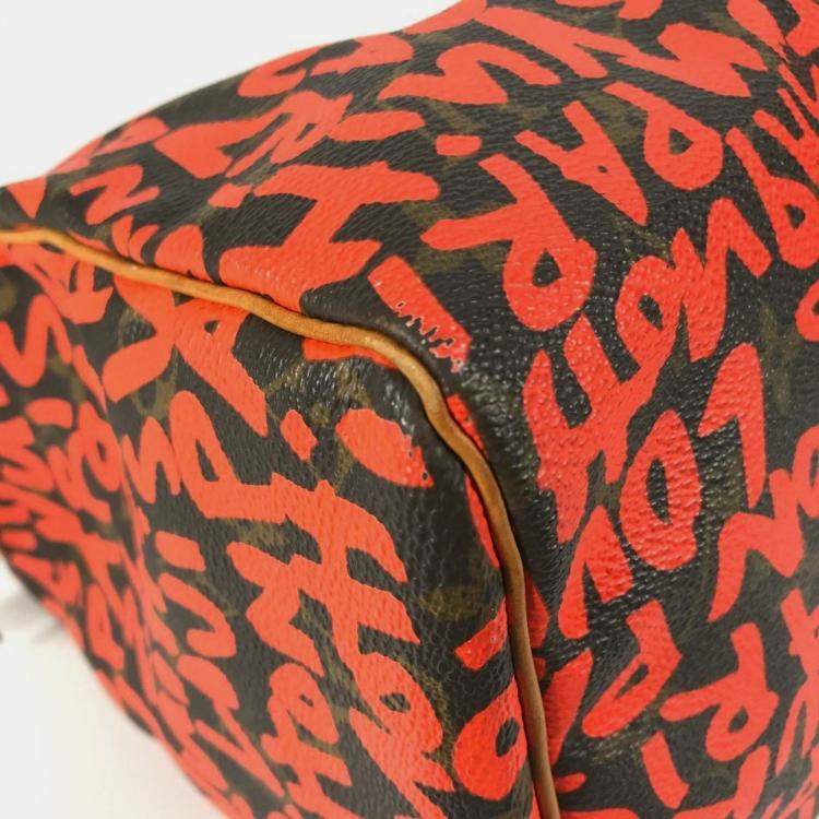 Pre Owned Louis Vuitton Monogram Graffiti Speedy 30 Bag Handbag Mini Boston Canvas Orange