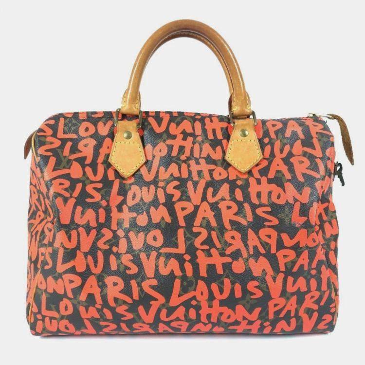 Pre Owned Louis Vuitton Monogram Graffiti Speedy 30 Bag Handbag Mini Boston Canvas Orange