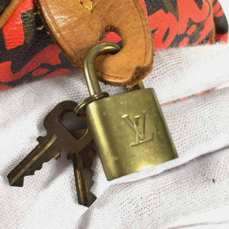 Pre Owned Louis Vuitton Monogram Graffiti Speedy 30 Bag Handbag Mini Boston Canvas Orange