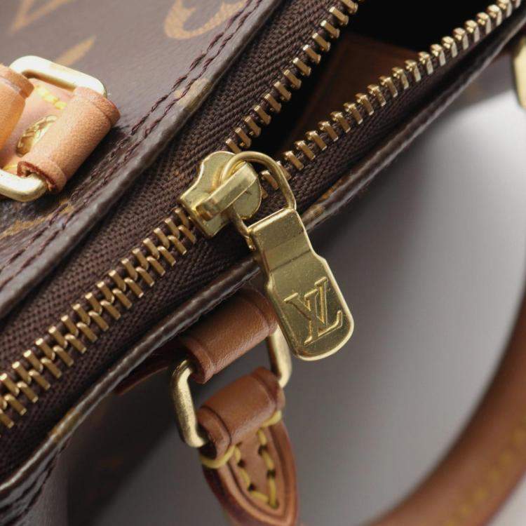 Pre Owned Louis Vuitton Nano Speedy Monogram Brown Coated Canvas Leather Shoulder Bag 