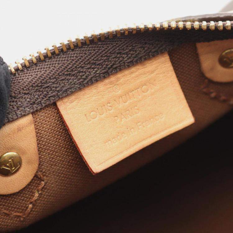 Pre Owned Louis Vuitton Nano Speedy Monogram Brown Coated Canvas Leather Shoulder Bag 