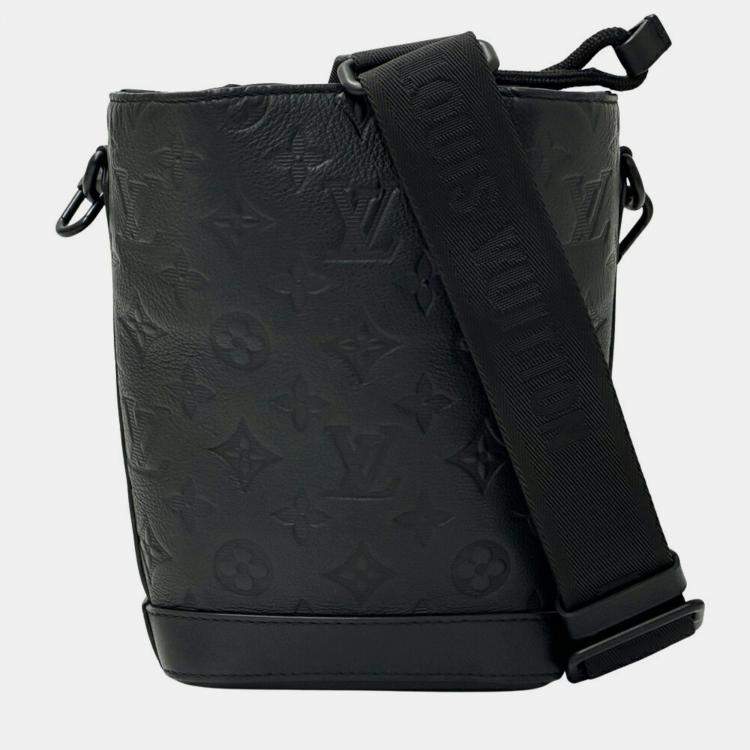 Pre Owned Louis Vuitton Monogram Shadow Shoulder Bag In Empreinte Nylon Noe Swing Noir Bucket