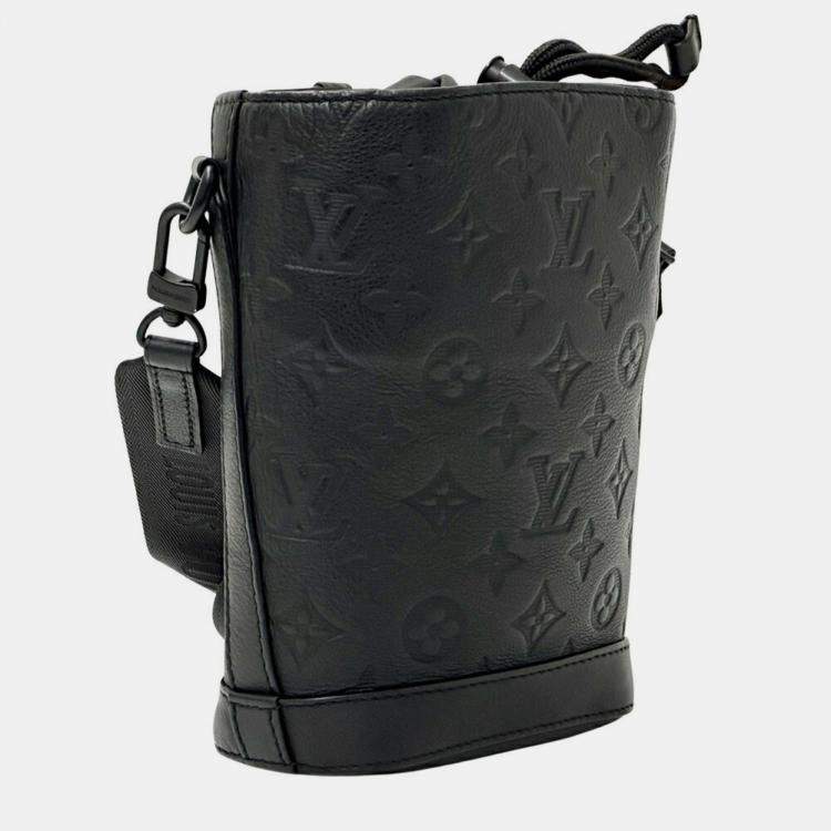 Pre Owned Louis Vuitton Monogram Shadow Shoulder Bag In Empreinte Nylon Noe Swing Noir Bucket