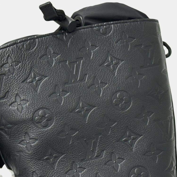 Pre Owned Louis Vuitton Monogram Shadow Shoulder Bag In Empreinte Nylon Noe Swing Noir Bucket